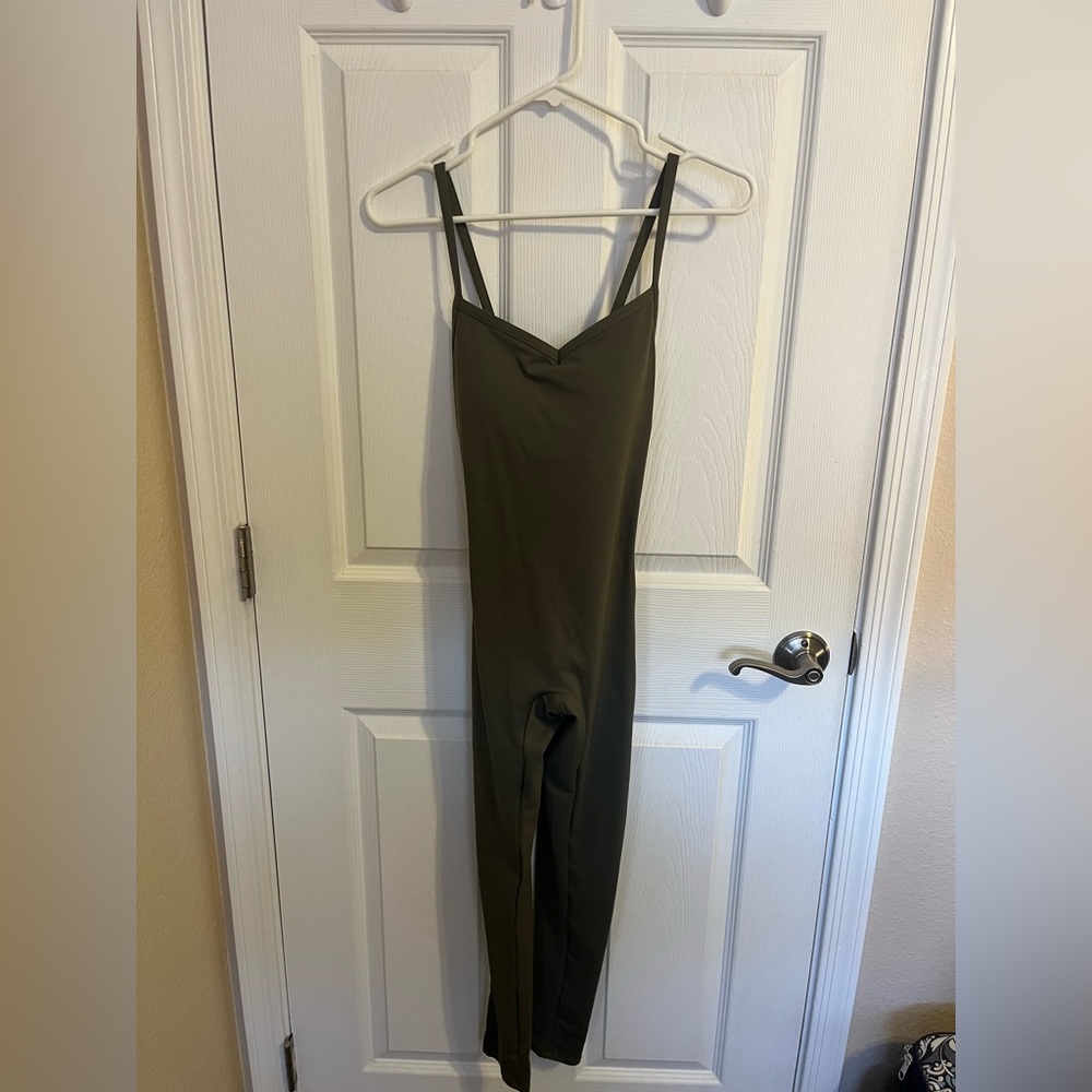 Green bodysuit - size small (open strappy back)